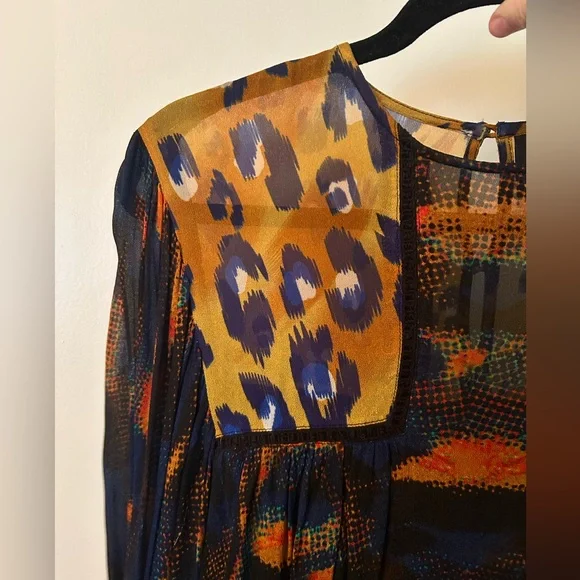 Anthropologie Bl-nk Bl^nk Eclectic Peasant top - Leopard Print - Picture 4 of 5